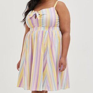 Torrid Mini Poplin Tie-Front Skater Dress, Stripes Size 2